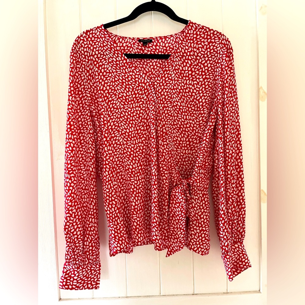 Beautiful Talbots Long Sleeve Wrap Work Career Blouse Top Viscose Size L